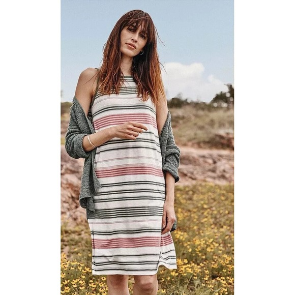 J. Jill Dresses & Skirts - J Jill‎ Women's Tank Dress Green Pink Striped Casual Preppy Lightweight Medium